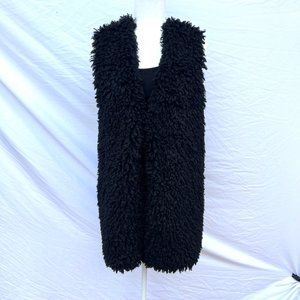 Terra Sky Black Faux Fur Sweater Vest
